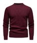 Herren-Zopfmusterpullover – warm für den Winter, Rundhalsausschnitt, maschinenwaschbar, hohe Elastizität (Hellgrau/Dunkelgrau/Burgunderrot/Khaki/Marineblau, mit Fleece gefüttert)_voghion.com