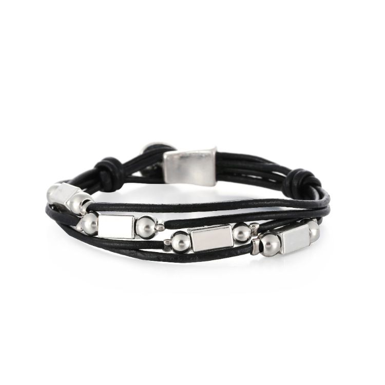 Bracelet en cuir fin multicouche, style rétro, pour vacances d'été en bord de mer, simple et décontracté_voghion.com