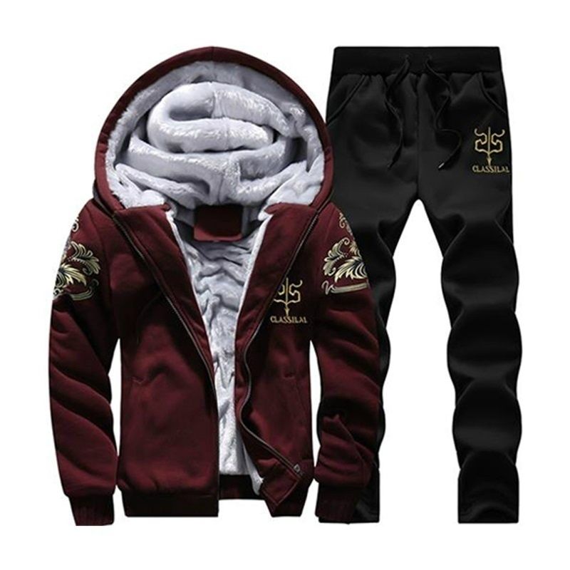 2020 Hoodie Suit Rainbow Mens Tracksuit Winter Men's Sets Warm Hoodie+Pants Sportswear Casual Men Tracksuit 2 Pieces Set_voghion.com
