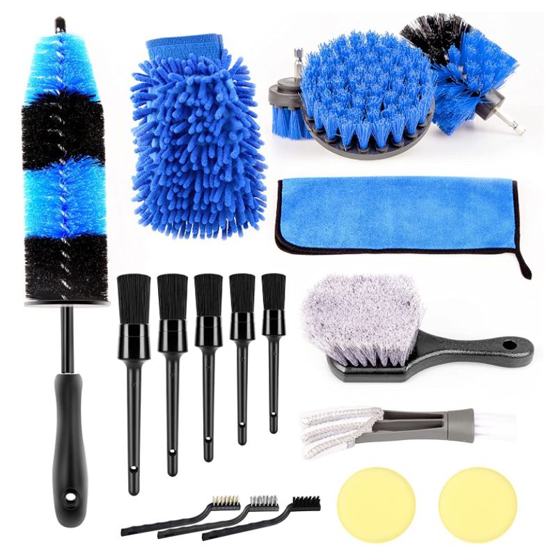 Hot selling car wash tool 17 piece detail electric drill set combination interior gap brush_voghion.com
