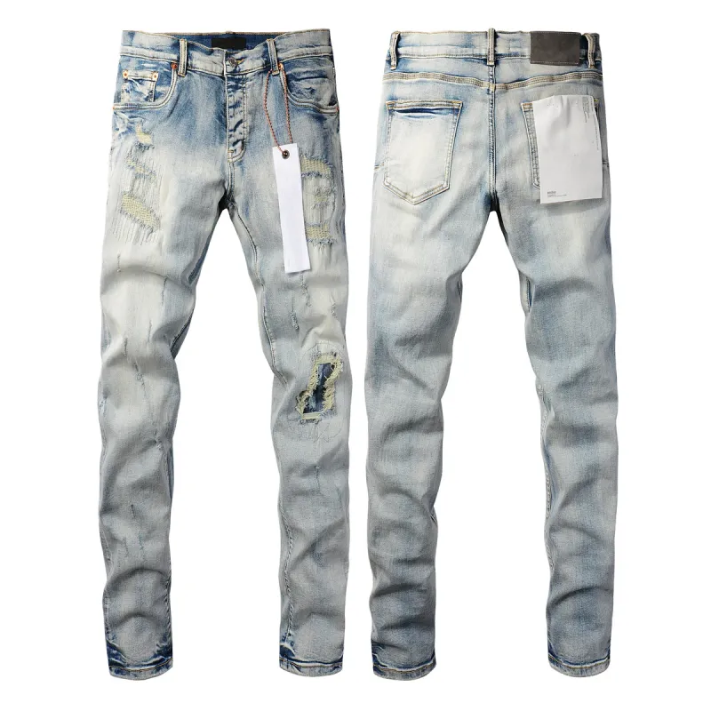 Mode Top-Qualität Amrican Purpls Jans mn High Strt Blu Patch Rpair Low Rise Skinny Dnim Markenhose 28-40_voghion.com