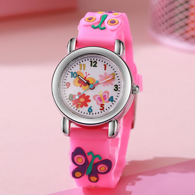 Cartoon vlinderpatroon siliconen band Childlike Time kinderhorloge met quartz, geschikt voor de zomervakantie_voghion.com