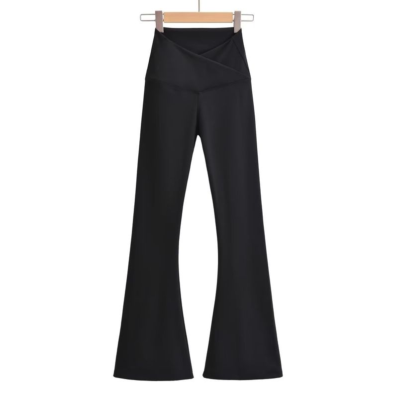 RenMou 22366 Winter New Wear Windmill Fur V-Waist Slimming Yoga Casual Bellbottom Pants Women's Exclusive Supply_voghion.com