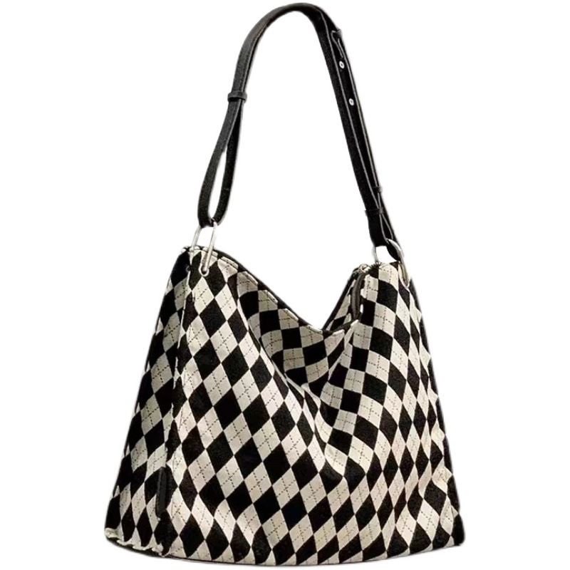 Borsa a tracolla per studenti universitari, griglia, primavera, per donna, 2024, nuova moda, monospalla, grande capacità, alta qualità, Classbag_voghion.com