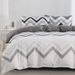 Wave Striped Quilt Cover Gray And White Classic Bedding Three Piece Set_voghion.com