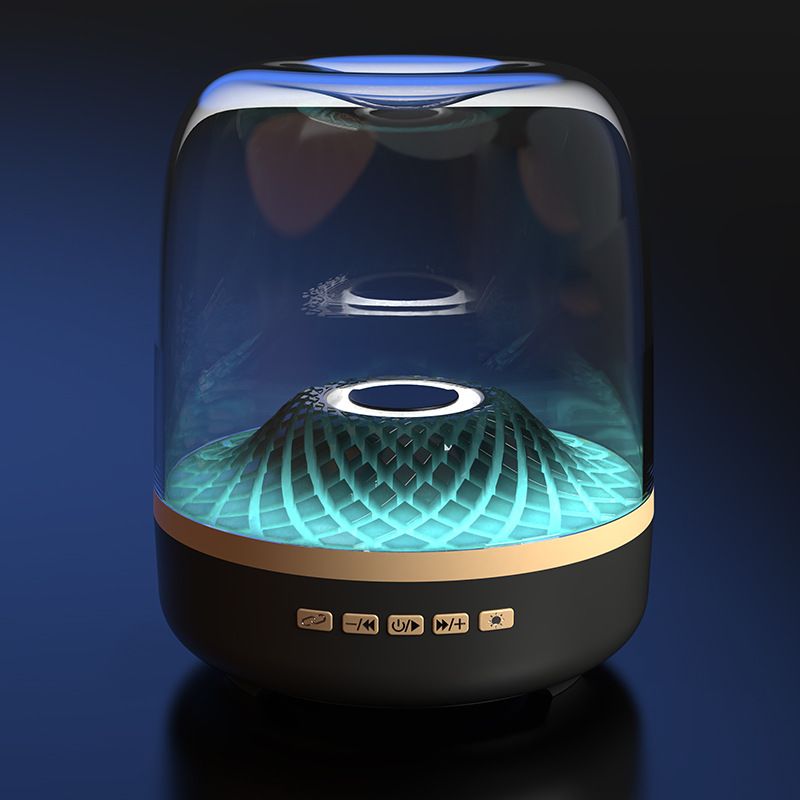 Desktop Subwoofer Glazed 4th Generation Bluetooth GLASS Black Gold Collection Speaker Card_voghion.com