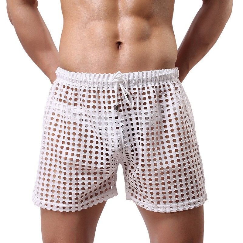 Boxer da uomo sexy, in rete grande e traforata, casual, trasparenti_voghion.com