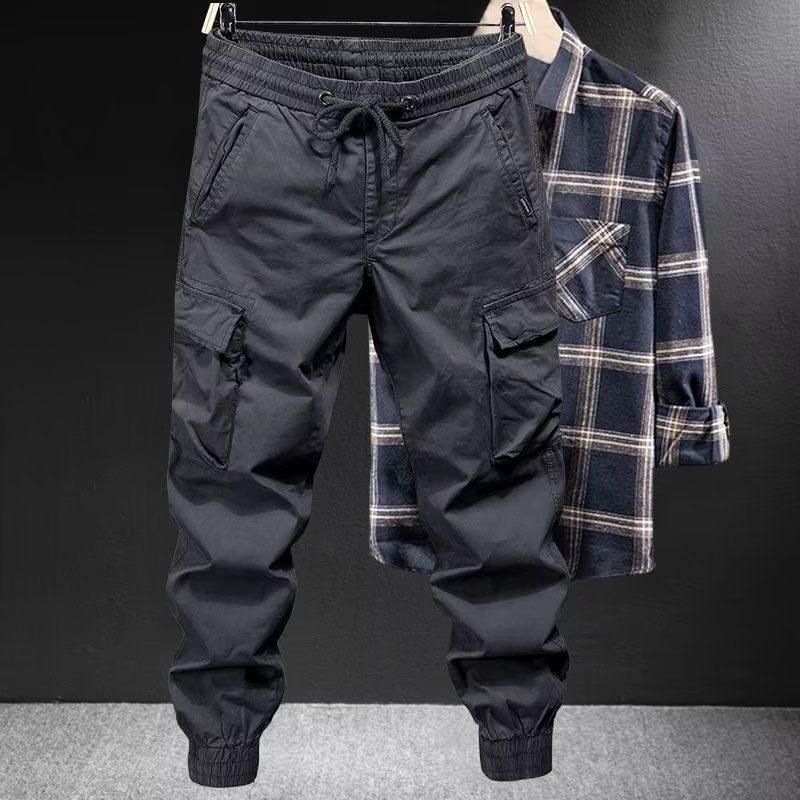 Macacão casual hipster masculino hipster pernas soltas calças de macacão de cor sólida calças casuais masculinas_voghion.com