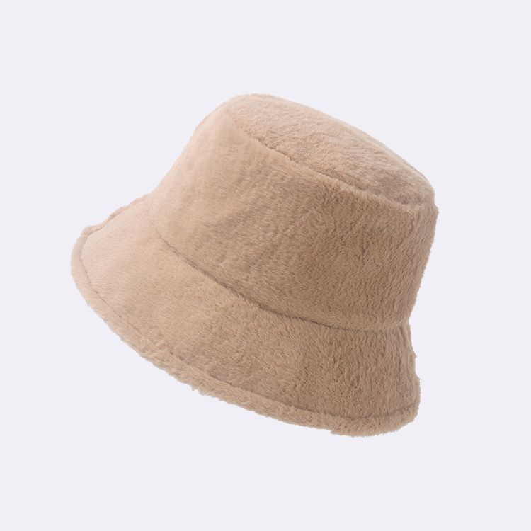 Cappello parasole caldo da pescatore in pelliccia di coniglio tinta unita, alla moda, autunno e inverno_voghion.com