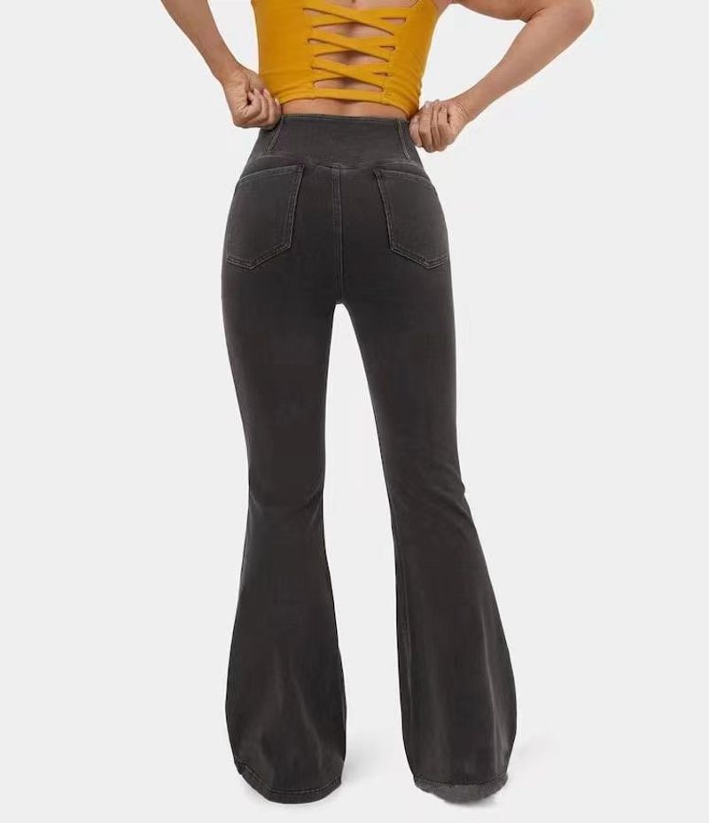 Damenbekleidung High Denim Bell Bottom Hose Hip Lifting Bell Bottom Hose_voghion.com