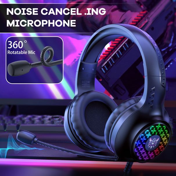 ONIKUMA X7 PRO Gaming Headset RGB Dynamic Lighting Wired Over-Ear Headphones With Noise-Canceling Mic Stereo Earphone_voghion.com