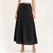 Women's high waist skirt solid color cotton linen elastic waist large swing pleated skirt_voghion.com