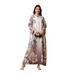 Elegant Muslim Abaya Dress With Floral Print, Beading & Rhinestones – V-Neck, Turn-Up Sleeves, Comfortable Long Maxi Dress For Women_voghion.com