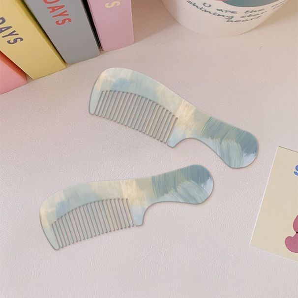 Pettine piatto per capelli con sfumatura ad acquerello, piccolo e facile da trasportare, antistatico, mini pettine per capelli con frangia_voghion.com