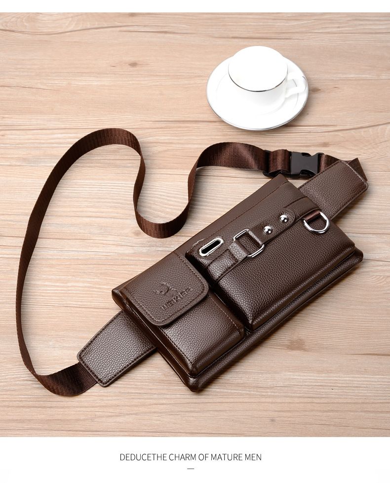 Borsa a tracolla da uomo, borsa a tracolla, borsa tattica estiva da petto, marsupio e marsupio portacellulare, borsa da petto multifunzionale, marsupio retrò in PU_voghion.com