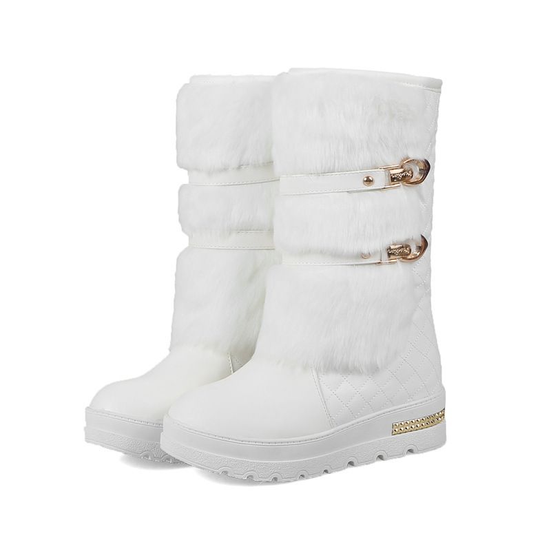 Kvinder Vinter Indre Højde snestøvler Tykke sål Bomuldssko Mid Calf Boots_voghion.com