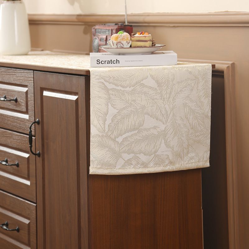 Embroidered Table Runner - Gold Foil & Floral Embroidery Decorative Runner For Coffee Table Dining Table & Sideboard_voghion.com