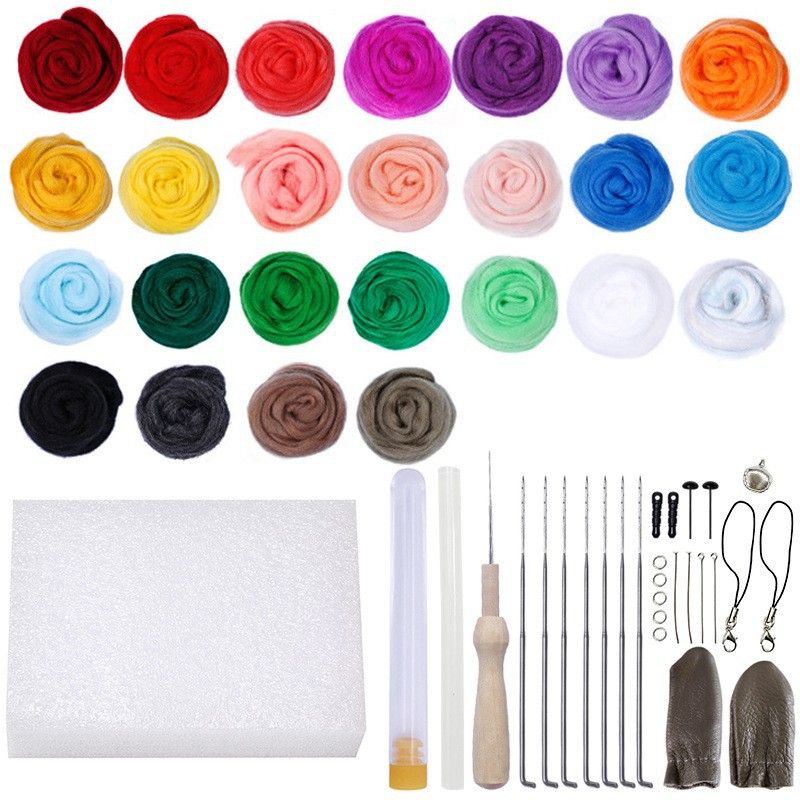 Home & Garden wool felt poking tool material package 66S colored wool felt handmade set_voghion.com