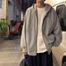 1 Herren-Kapuzenpullover, trendig, locker, einfarbig, grau, vielseitig, sportlich, mit Reißverschluss, lässiges Oberteil_voghion.com