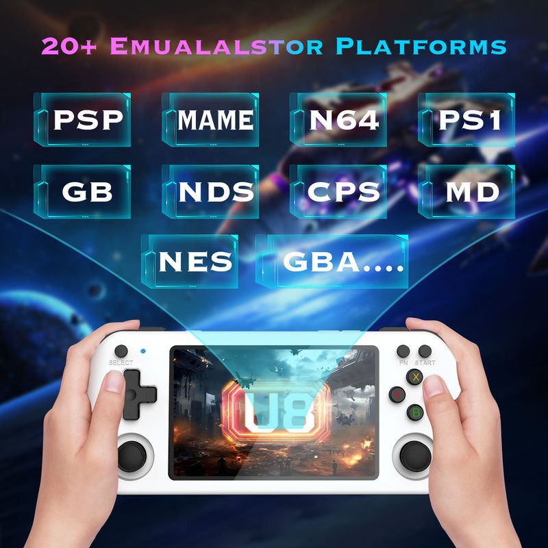 U8 Retro Handheld Game Console - 4.0 Inch IPS Screen, Open Source Linux System, Portable Gaming Device For Classic Games_voghion.com