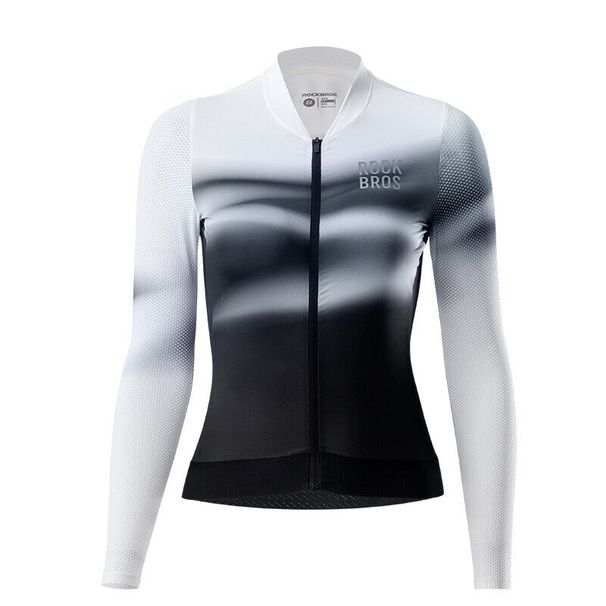 ROCKBROS Damen Fahrradtrikot Langarm Gradientenfarbe MTB Radtrikot Atmungsaktiv_voghion.com