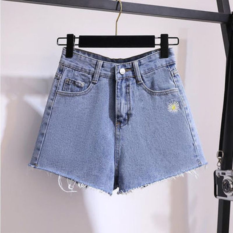 Short en jean déchiré à cinq points pour femme, style occidental, effet rajeunissant, coupe droite, mi-long_voghion.com