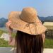 Summer Outdoor Face-Slimmig Sushade Protectio Beach Su Wove Embroidered Letters Extra Large Brim Straw Hat For_voghion.com