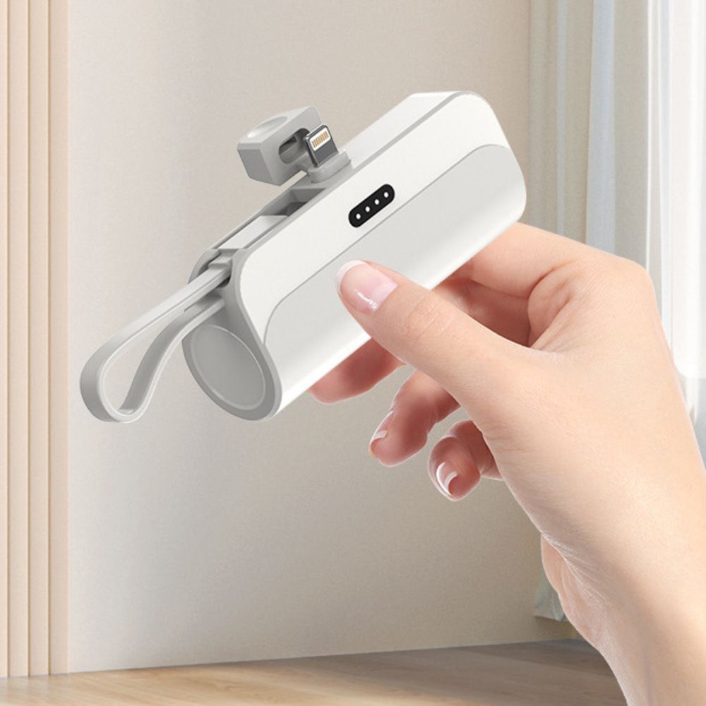 Mini capsula compatta da 5000 mAh con ricarica rapida e cavo integrato, alimentatore portatile personalizzato_voghion.com