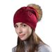Women's Winter Fur Raccoon Ball Warm Hot Diamond Hollow Butterfly Knitted Versatile Fashion Pullover Hat_voghion.com