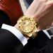 Guld Business Quartz Urværk Herreur Lysende Moderigtigt High End Vandtæt Ur Stort_voghion.com