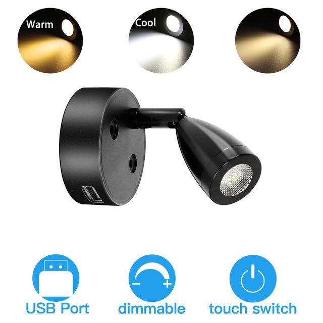 Spot LED pentru lectură, iluminat interior din aluminiu, reglabil cu control tactil, lampă de perete dimmabilă pentru remorcă RV cu barcă_voghion.com