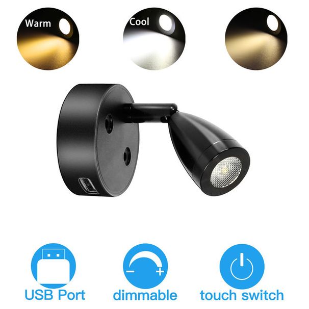 Spot LED pentru lectură, iluminat interior din aluminiu, reglabil cu control tactil, lampă de perete dimmabilă pentru remorcă RV cu barcă_voghion.com