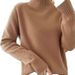 【 Cashmere Family】 Maglione autunnale e invernale a collo alto corto in lana da donna con strato interno spesso_voghion.com