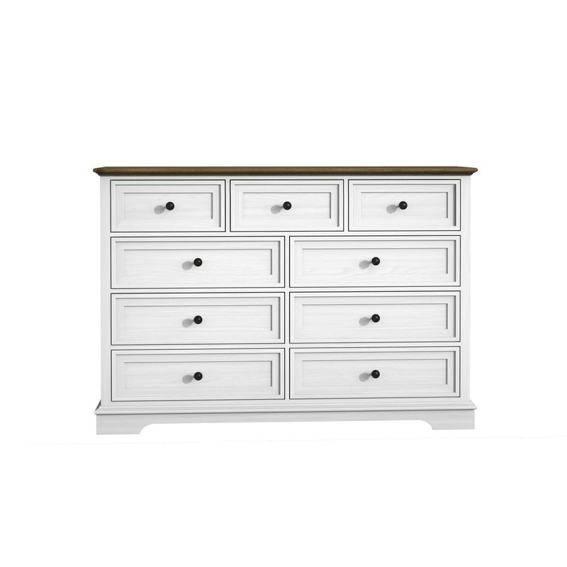 9 Drawer Dresser With Wooden Top, Tall Fabric Dresser & Chest Of Drawers For Bedroom Closet Living Room_voghion.com