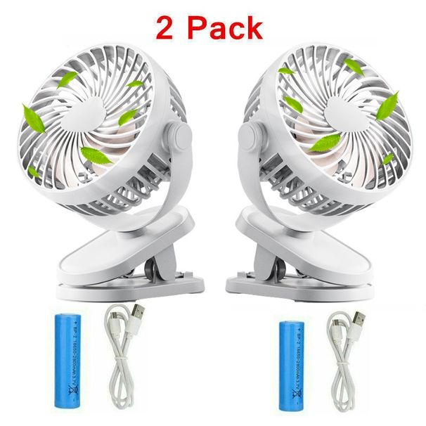 2X Portable 3Speeds USB Rechargeable Mini Cooling Fan Clip On Desk Baby Stroller_voghion.com