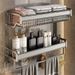Set organizer salvaspazio per il bagno - Portasciugamani in alluminio resistente con ripiani e ganci, montaggio a parete senza fori_voghion.com