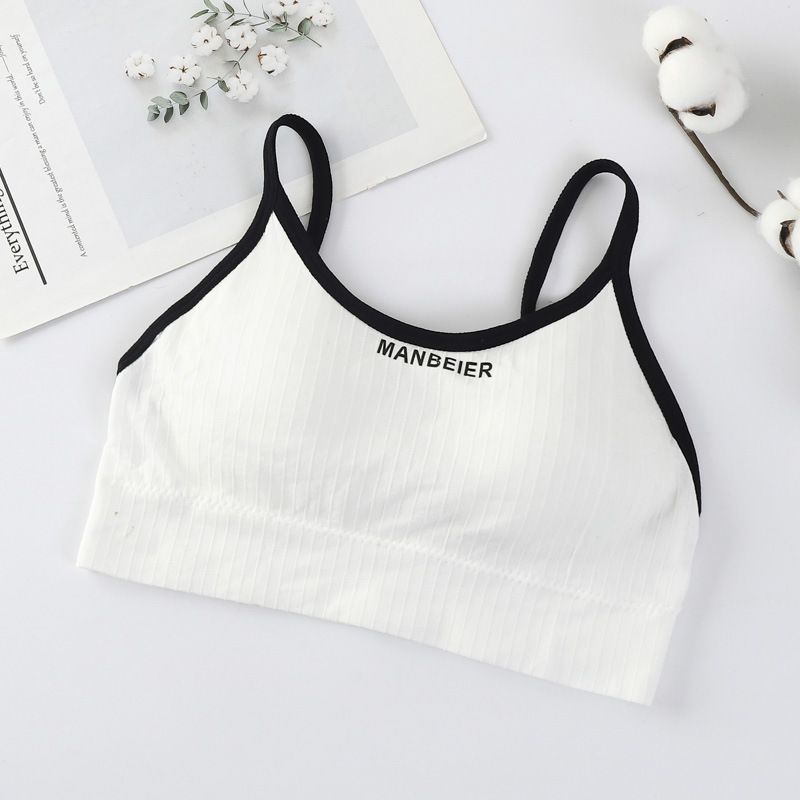 Color matching outdoor girls sports letter suspender bra breast pad top wrap bra woman_voghion.com