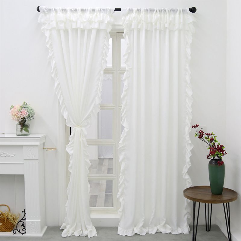 French Style Sheer Curtains With Scalloped Hem - 80% Polyester For Bedroom/Bathroom/Cafe, Rod Pocket Ready-Made (100x130 To 140x260cm, White)_voghion.com