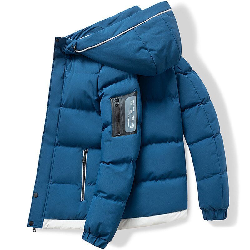 Giacca imbottita con cappuccio in cotone da uomo, tendenza, ispessita, con lavorazione in piuma_voghion.com