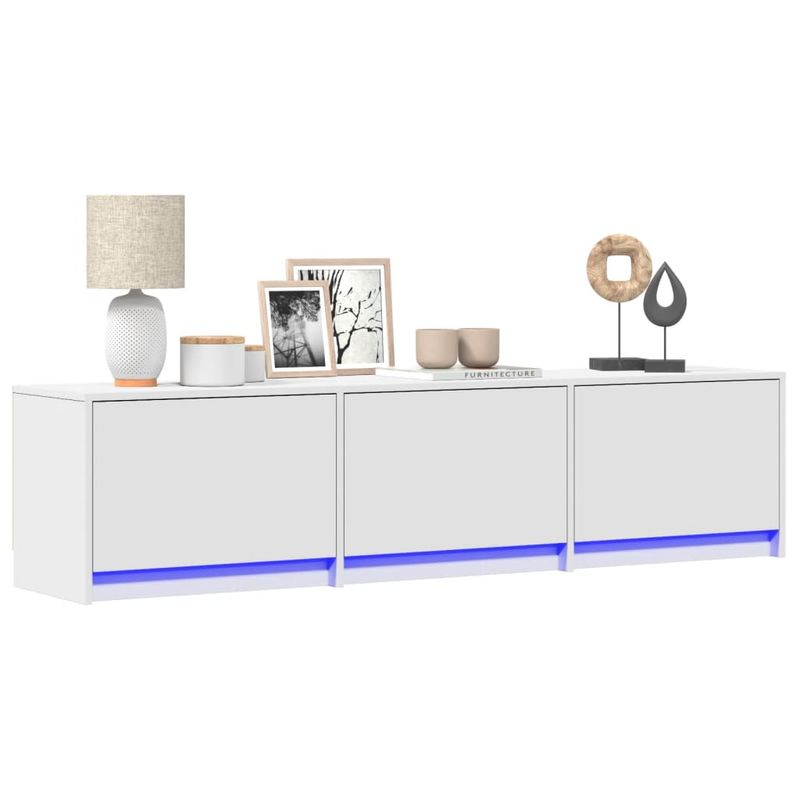 TV-Schrank Mit LED-Beleuchtung Weiß 165x34x40 Cm Holzwerkstoff_voghion.com