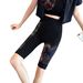 Damenbekleidung modale Oberbekleidung, dünn, hohe Elastizität, schmale Passform, dicke mm, schwarze Fünf-Punkt-Shorts_voghion.com