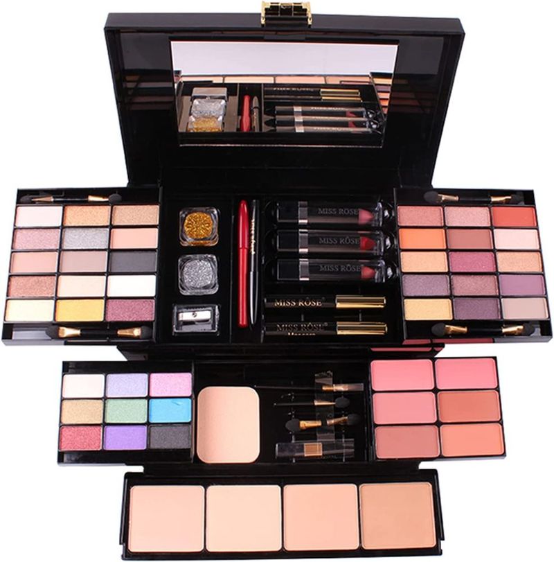 Coffret cadeau de vacances tout-en-un Pure Vie 54 couleurs, coffret de démarrage essentiel pour les cosmétiques comprenant une palette de fards à paupières et un rouge à lèvres_voghion.com