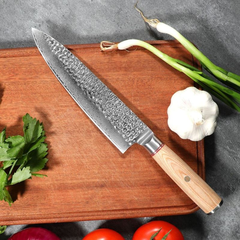 Damascus Chef Knife, 8 Inch Japanese Kitchen Knife With 67 Layers 10CR15MOV High Carbon Steel, Razor Sharp Cooking Knife With Pakkawood Handle_voghion.com