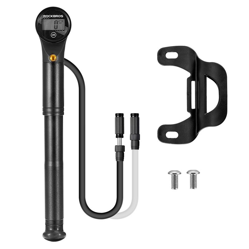 Pompka rowerowa ROCKBROS, mini pompka o ciśnieniu 320 PSI, kompatybilna z wentylami Presta i Schrader, wyposażona w manometr_voghion.com