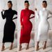 GraceChic European And American Style Autumn New Long Sexy High Neck Plus Size Bodycon Dress_voghion.com