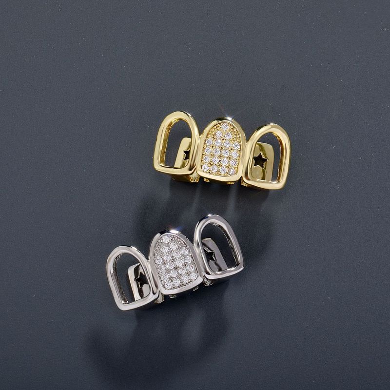 Hollow Out Rhinestone Grillz Cadılar Bayramı Hip Hop Diş Takıları_voghion.com
