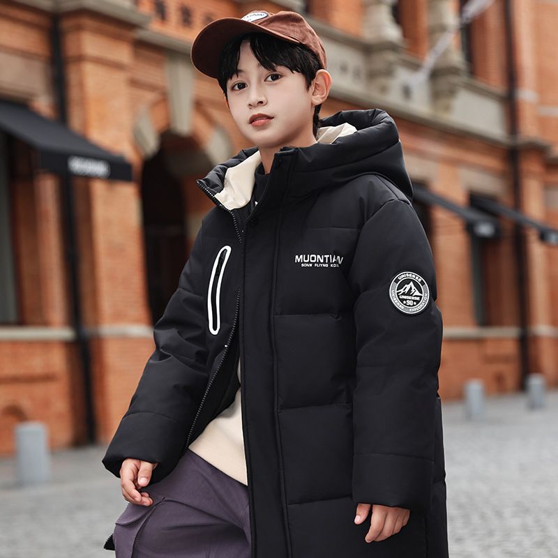 Kurtka puchowa dla dzieci Mother & Kids Premium z kapturem – ciepły zimowy płaszcz dla chłopców i dziewczynek (czarny/czerwony/beżowy/różowy) – wypełnienie: 50% białego puchu kaczego_voghion.com