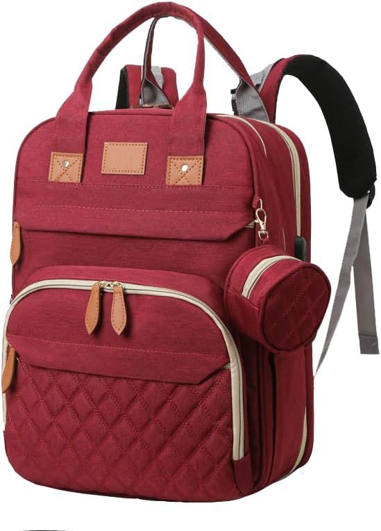 Τσάντα πλάτης πολλαπλών λειτουργιών - Αδιάβροχη τσάντα μωρού με ενσωματωμένο σταθμό αλλαγής, θύρα φόρτισης & κουνουπιέρα για γονείς_voghion.com