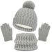 Kinder Wintermütze Handschuhe Schal Set Mädchen Kleinkind Kinder Hüte mit Pom Strick Halswärmer Gamasche Fäustlinge Fleece gefütterte Sets_voghion.com