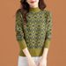 【 Cashmere Family 】 Halbhoher, kurzer, lockerer und dicker Jacquard-Strickpullover für Damen mit Wollunterseite, Innenschicht_voghion.com